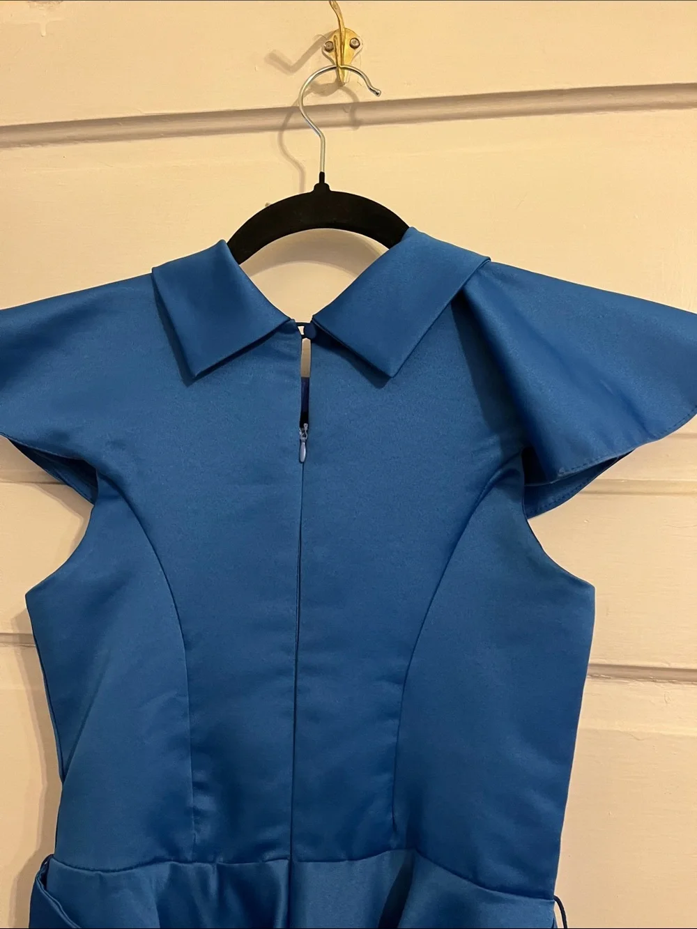 Source Unknown Royal Blue Ruffle-Collar Fit-and-Flare Dress